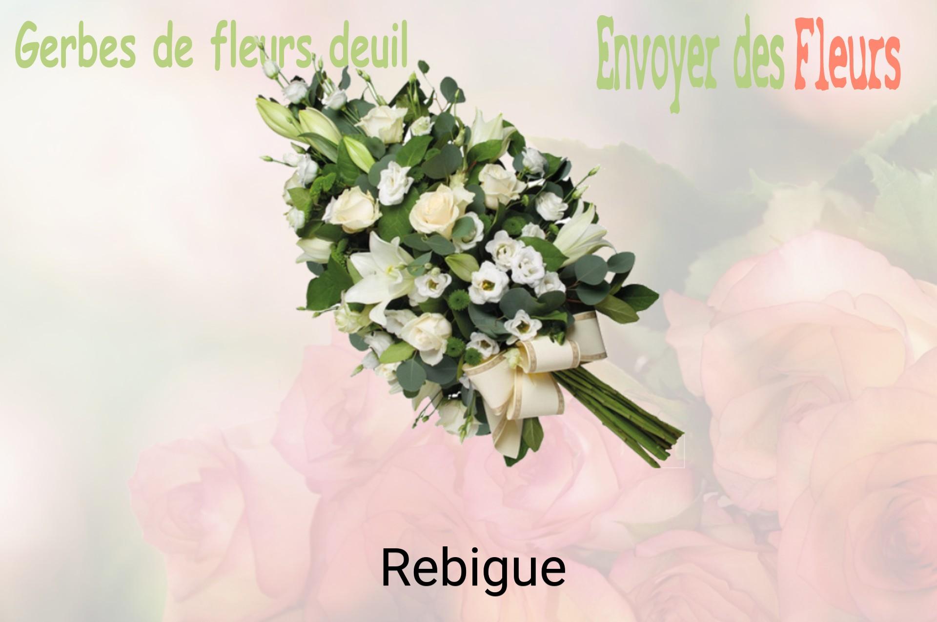 Gerbe de fleurs de deuil livrée à Rebigue